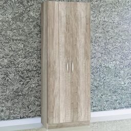 R White Cabinets Grey 2 Door Tall Cupboard - thumbnail 1