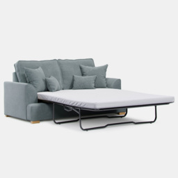Alba City 2 Seater Fine Blue Fabric Sofa Bed - thumbnail 2
