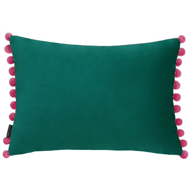 Paoletti Fiesta Teal Berry Pom Pom Velvet Cushion - image 1