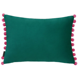 Paoletti Fiesta Teal Berry Pom Pom Velvet Cushion