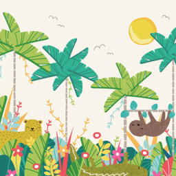 Origin Murals Jungle Animals Green Wall Mural - thumbnail 2