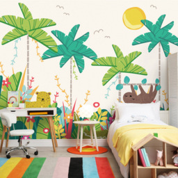 Origin Murals Jungle Animals Green Wall Mural