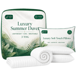 Opulent Home White Single Striped Summer Duvet Set 3 Tog - thumbnail 1