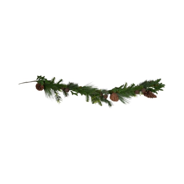 Green and Brown Pinecone and Bells Christmas Garland 150cm - image 1