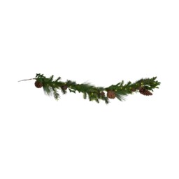 Green and Brown Pinecone and Bells Christmas Garland 150cm - thumbnail 3