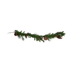 Green and Brown Pinecone and Bells Christmas Garland 150cm - thumbnail 1