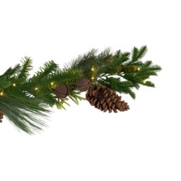 Green and Brown Pinecone and Bells Christmas Garland 150cm - thumbnail 4