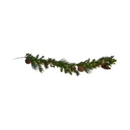 Green and Brown Pinecone and Bells Christmas Garland 150cm - thumbnail 2