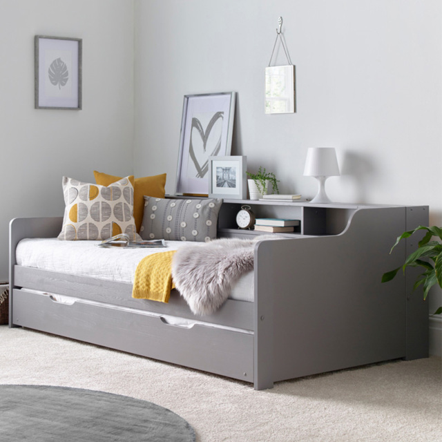 Tyler Single Grey Guest Bed and Trundle - image 1
