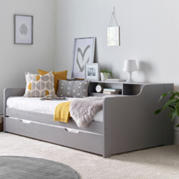 Tyler Single Grey Guest Bed and Trundle
