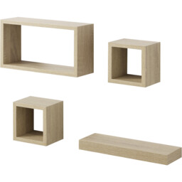 Set of 4 Latitude Floating Shelves - Oak
