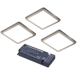 Sorrelis Caspian Neutral White 3 Light Square Aluminium Under Cabinet Light Kit