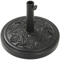Living and Home 45cm Black Round Rose Embossed Concrete Umbrella Stand Base - thumbnail 1