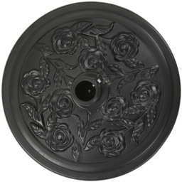 Living and Home 45cm Black Round Rose Embossed Concrete Umbrella Stand Base - thumbnail 3