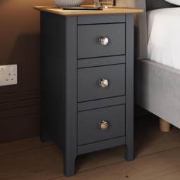 FWStyle Taberno Slim 3 Drawer Blue Oak Assembled Bedside Table