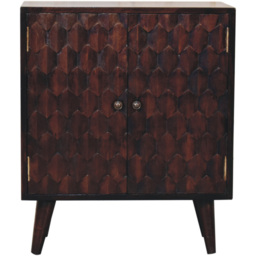 Artisan Furniture Mini Walnut 2 Door Pineapple Carved Mango Wood Cabinet - thumbnail 2