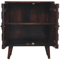 Artisan Furniture Mini Walnut 2 Door Pineapple Carved Mango Wood Cabinet - thumbnail 4