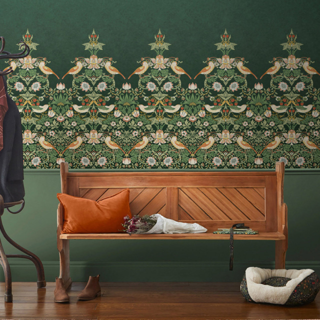 William Morris Strawberry Thief Green Mural - image 1