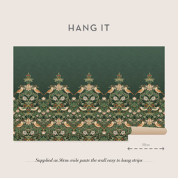 William Morris Strawberry Thief Green Mural - thumbnail 4