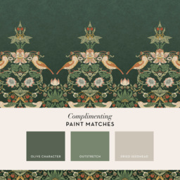 William Morris Strawberry Thief Green Mural - thumbnail 2