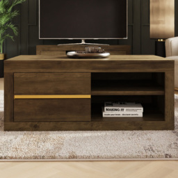 GFW Astley Knotty Oak 2 Drawer 2 Open Shelf Coffee Table
