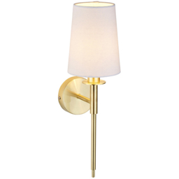 Merano Florence Satin Brass and Vintage White Fabric Wall Lamp