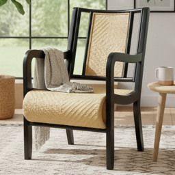 Desser Harmony Black and Natural Rattan Armchair