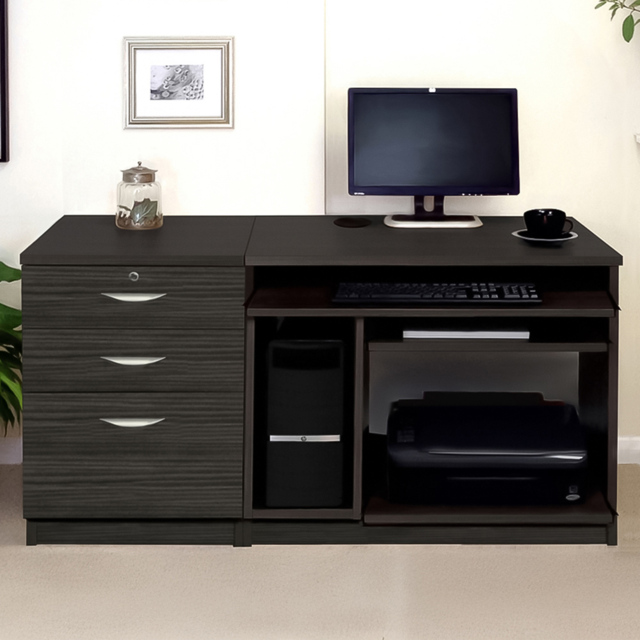 R White Cabinets SET-06-IN-BH 3 Drawer Computer Desk Black - image 1