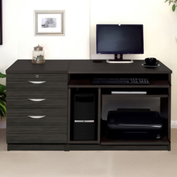 R White Cabinets SET-06-IN-BH 3 Drawer Computer Desk Black