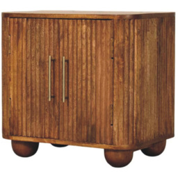 Artisan Furniture Solis Amber Oak 2 Door Solid Wood Fluted Mini Sideboard - thumbnail 4