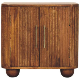 Artisan Furniture Solis Amber Oak 2 Door Solid Wood Fluted Mini Sideboard - thumbnail 2