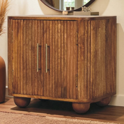 Artisan Furniture Solis Amber Oak 2 Door Solid Wood Fluted Mini Sideboard