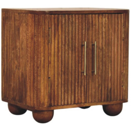 Artisan Furniture Solis Amber Oak 2 Door Solid Wood Fluted Mini Sideboard - thumbnail 3