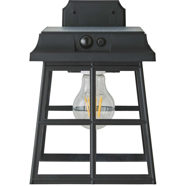 ValueLights Matte Black PIR Motion Sensor Solar Powered LED Outdoor Lantern Wall Light - image 1