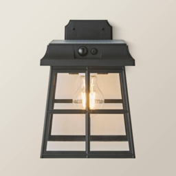 ValueLights Matte Black PIR Motion Sensor Solar Powered LED Outdoor Lantern Wall Light - thumbnail 4
