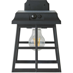 ValueLights Matte Black PIR Motion Sensor Solar Powered LED Outdoor Lantern Wall Light