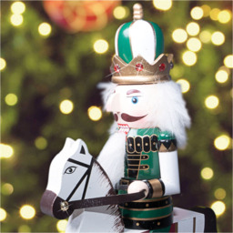 St Helens Green and Gold Rocking Horseman Nutcracker 30cm - thumbnail 4