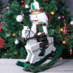 St Helens Green and Gold Rocking Horseman Nutcracker 30cm - thumbnail 3
