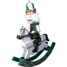 St Helens Green and Gold Rocking Horseman Nutcracker 30cm