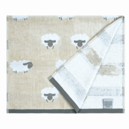Beige Sheep Pattern Cotton Hand Towel - thumbnail 2