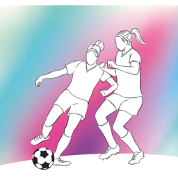 Origin Murals Girls Playing Football Blue Wall Mural - thumbnail 2