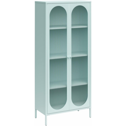 Dorel Luna 2 Door Tall Sky Blue Fluted Glass Accent Cabinet - thumbnail 2