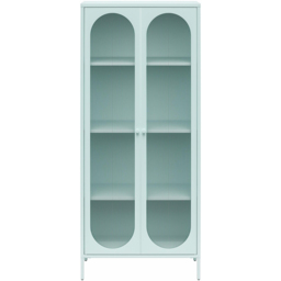 Dorel Luna 2 Door Tall Sky Blue Fluted Glass Accent Cabinet - thumbnail 3