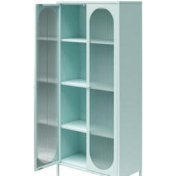 Dorel Luna 2 Door Tall Sky Blue Fluted Glass Accent Cabinet - thumbnail 4