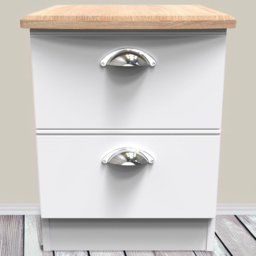 Crowndale Victoria White Ash and Oak 2 Drawer Compact Bedside Cabinet - thumbnail 1