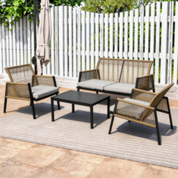 Furniture One Natural 4 Seater Padded Outdoor Lounge Set - thumbnail 1