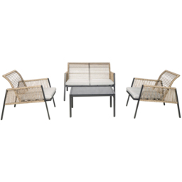 Furniture One Natural 4 Seater Padded Outdoor Lounge Set - thumbnail 2