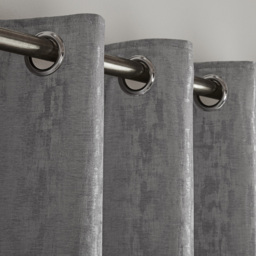 Alan Symonds Eswic Marble Effect Jacquard Ring Top Eyelet Curtains Silver 117 x 183cm - thumbnail 2