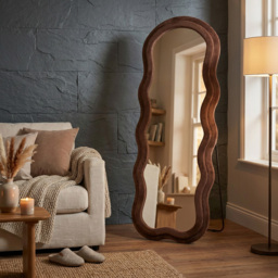 Plush Wavy Taupe Lean To Mirror - thumbnail 2