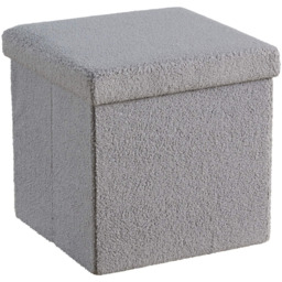 Home Source Grey Furry Square Folding Ottoman - thumbnail 2
